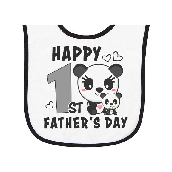 Inktastic Happy 1st Fathers Day with Pandas Baby Terry Cloth Bib