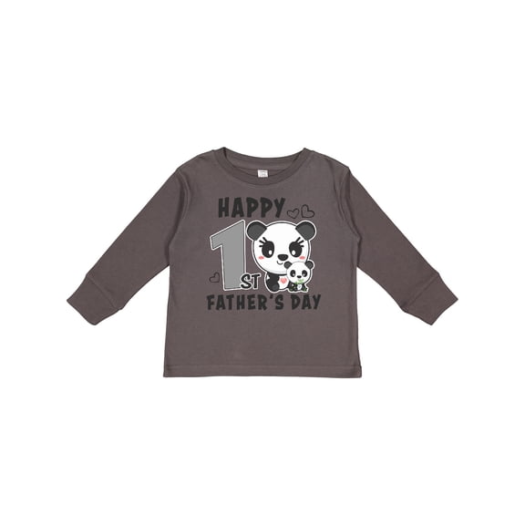 Inktastic Happy 1st Fathers Day with Pandas Girls Long Sleeve Toddler T-Shirt