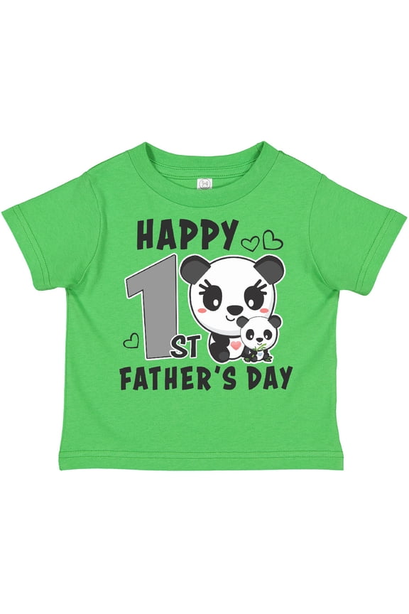 Happy 1st Fathers Day with Pandas Girls Toddler T-Shirt