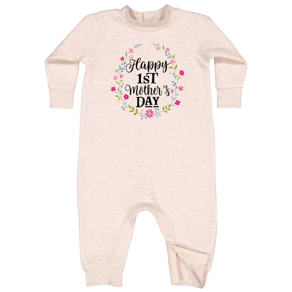 Inktastic Happy 1st Mothers Day Girls Baby Fleece Romper