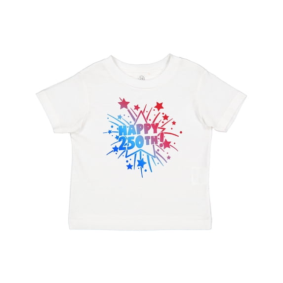 Inktastic Happy 250th Anniversary Fourth of July Fireworks and Stars Boys or Girls Baby T-Shirt