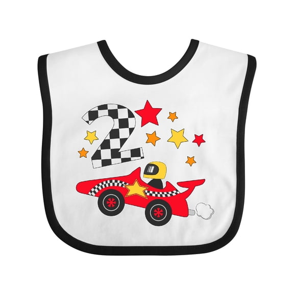 Inktastic Happy 2nd Birthday Red Racing Car Boys or Girls Baby Bib