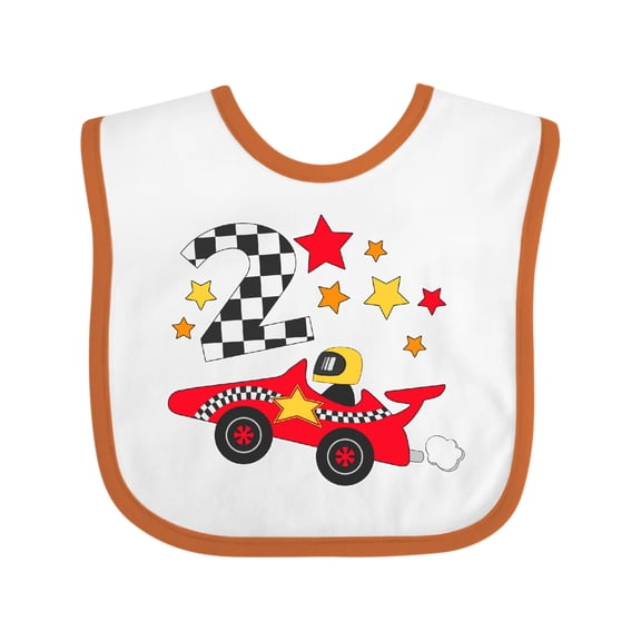 Inktastic Happy 2nd Birthday Red Racing Car Boys or Girls Baby Bib
