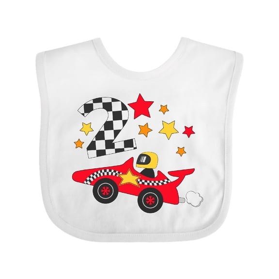 Inktastic Happy 2nd Birthday Red Racing Car Boys or Girls Baby Bib