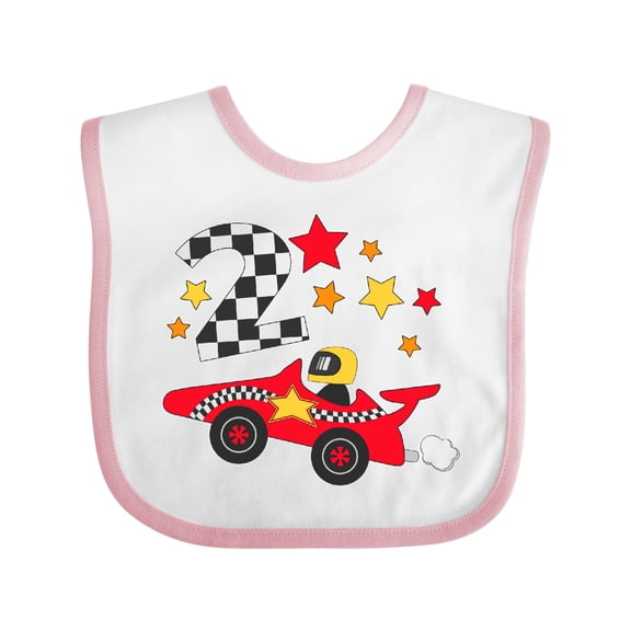 Inktastic Happy 2nd Birthday Red Racing Car Boys or Girls Baby Bib
