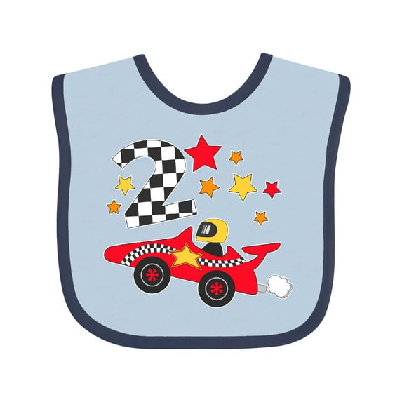 Inktastic Happy 2nd Birthday Red Racing Car Boys or Girls Baby Bib