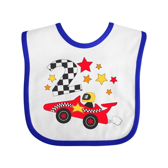 Inktastic Happy 2nd Birthday Red Racing Car Boys or Girls Baby Bib