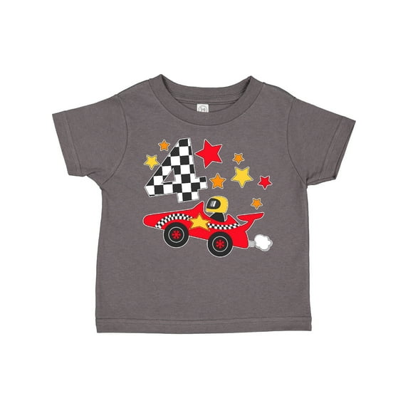Inktastic Happy 4th Birthday Red Racing Car Boys or Girls Toddler T-Shirt