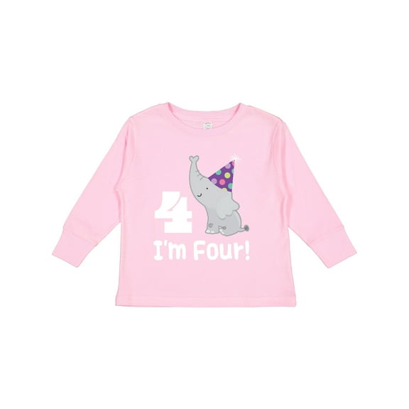 Inktastic Happy 4th Birthday Zoo Elephant Boys or Girls Long Sleeve Toddler T-Shirt