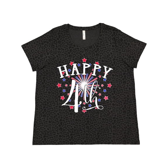 Inktastic Happy 4th- Fourth of July Firework Women's Plus Size T-Shirt