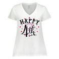 thumbnail image 1 of Inktastic Happy 4th Fourth of July Firework Women's Plus Size V-Neck T-Shirt, 1 of 5