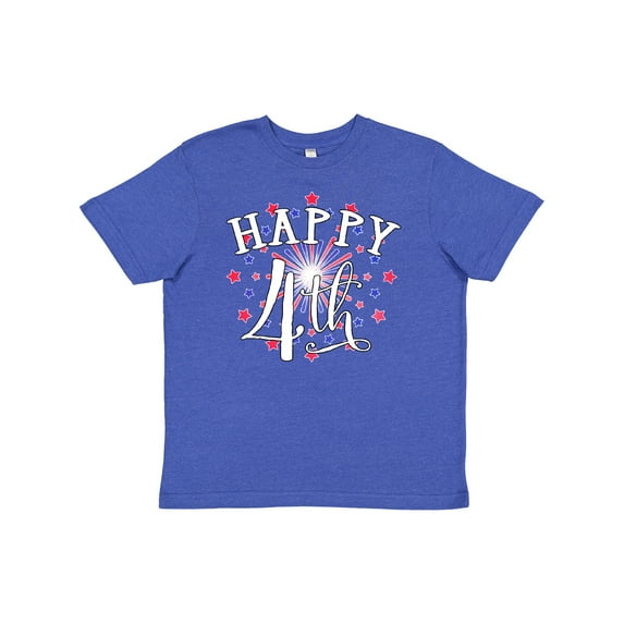 Inktastic Happy 4th- Fourth of July Firework Youth T-Shirt