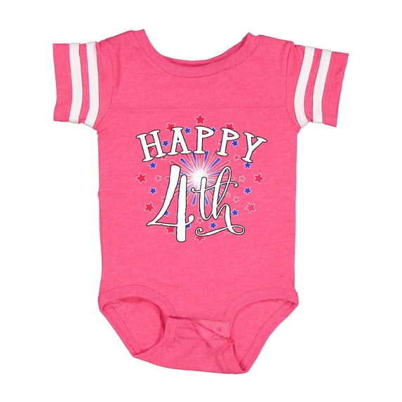 Inktastic Happy 4th- Fourth of July firework Boys or Girls Baby Bodysuit