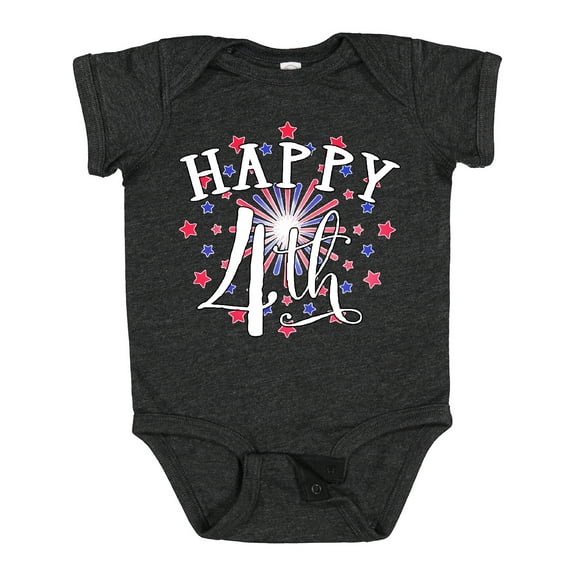 Inktastic Happy 4th- Fourth of July firework Boys or Girls Baby Bodysuit