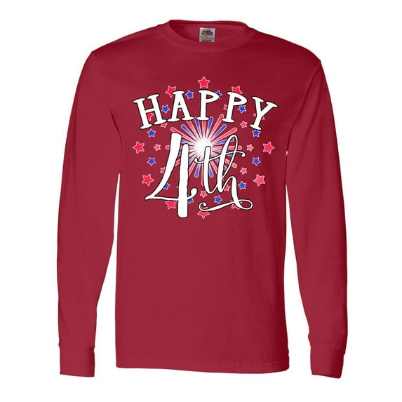 Inktastic Happy 4th- Fourth of July firework Long Sleeve T-Shirt