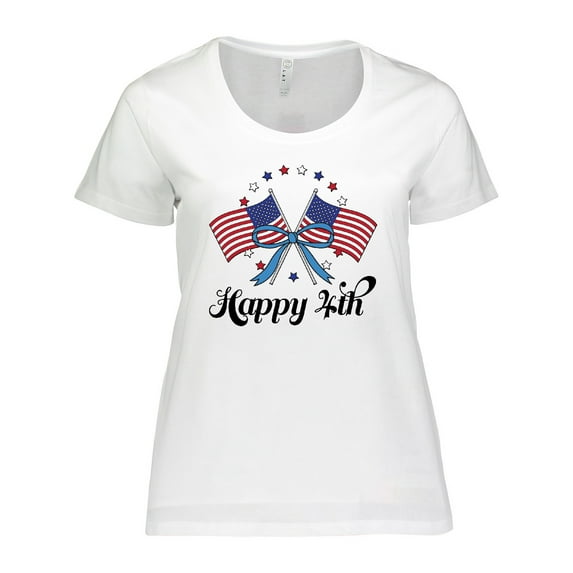 Inktastic Happy 4th of July Patriotic Flag Women's Plus Size T-Shirt