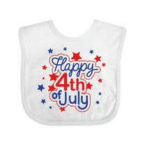 Inktastic Happy 4th of July in Red and Blue with Stars Boys or Girls Baby Bib