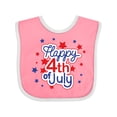 thumbnail image 1 of Inktastic Happy 4th of July in Red and Blue with Stars Boys or Girls Baby Bib, 1 of 4