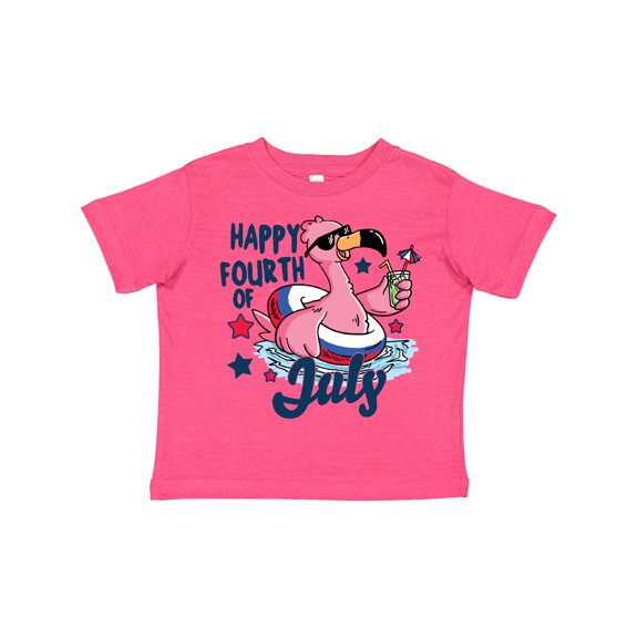 Inktastic Happy 4th of July with Patriotic Flamingo Boys or Girls Toddler T-Shirt