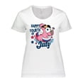 thumbnail image 1 of Inktastic Happy 4th of July with Patriotic Flamingo Women's Plus Size T-Shirt, 1 of 5