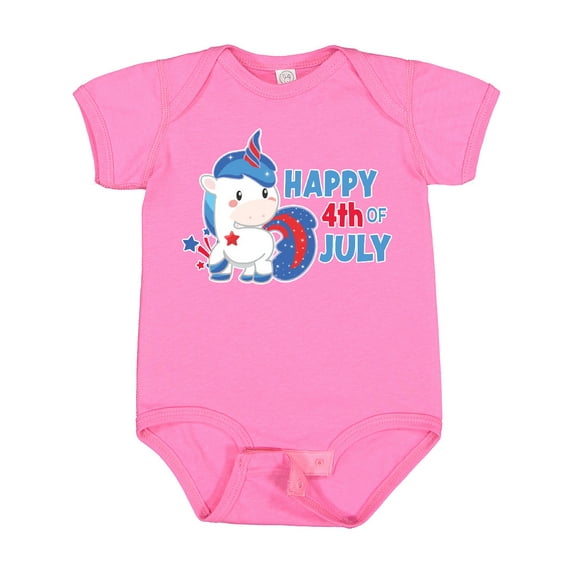 Inktastic Happy 4th of July with Unicorn Boys or Girls Baby Bodysuit