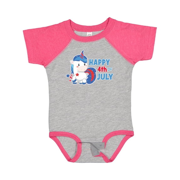 Inktastic Happy 4th of July with Unicorn Boys or Girls Baby Bodysuit