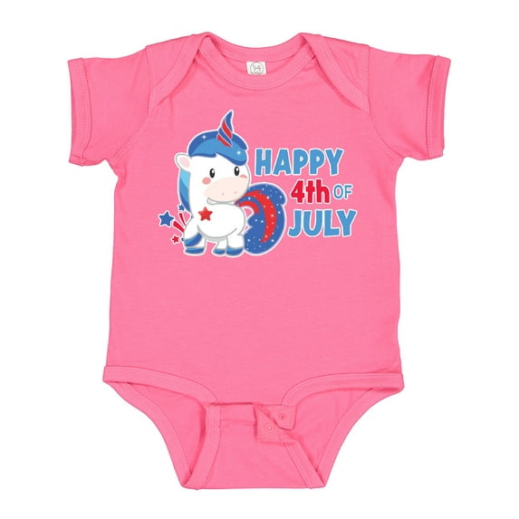 Inktastic Happy 4th of July with Unicorn Boys or Girls Baby Bodysuit