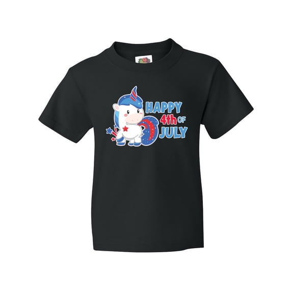 Inktastic Happy 4th of July with Unicorn Youth T-Shirt