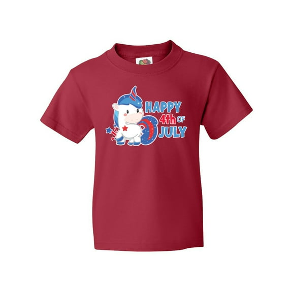 Inktastic Happy 4th of July with Unicorn Youth T-Shirt
