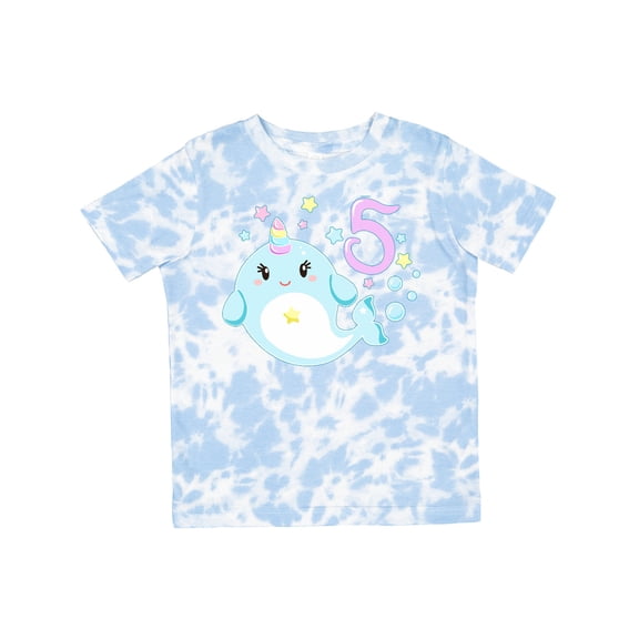 Inktastic Happy 5th Birthday with Cute Narwhal Stars and Bubbles Boys or Girls Toddler T-Shirt