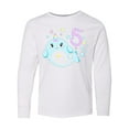 thumbnail image 1 of Inktastic Happy 5th Birthday with Cute Narwhal Stars and Bubbles Long Sleeve Youth T-Shirt, 1 of 5