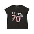 thumbnail image 1 of Inktastic Happy 70th Birthday with Roses Women's Plus Size T-Shirt, 1 of 5