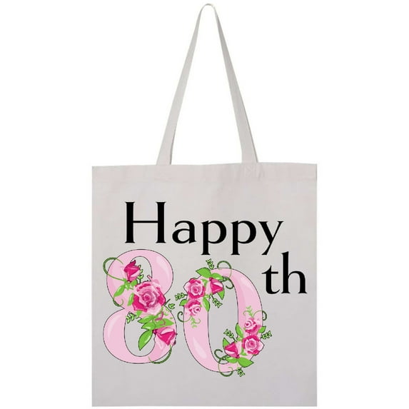 Inktastic Happy 80th Birthday with Roses Tote Bag