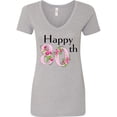 thumbnail image 1 of Inktastic Happy 80th Birthday with Roses Women's V-Neck T-Shirt, 1 of 5