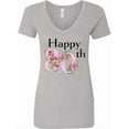 thumbnail image 1 of Inktastic Happy 80th Birthday with Roses Women's V-Neck T-Shirt, 1 of 5