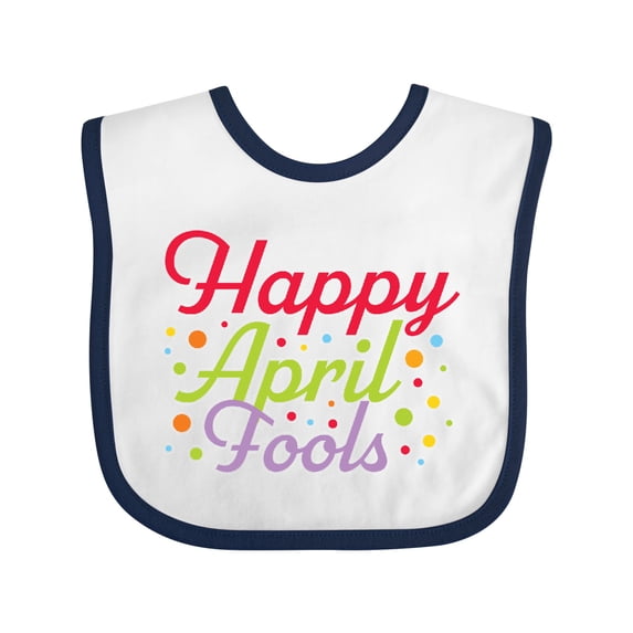 Inktastic Happy April Fools with Colorful Dots Boys or Girls Baby Bib