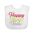 thumbnail image 1 of Inktastic Happy April Fools with Colorful Dots Boys or Girls Baby Bib, 1 of 4