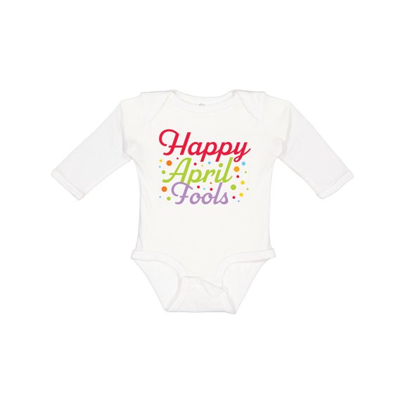 Inktastic Happy April Fools with Colorful Dots Boys or Girls Long Sleeve Baby Bodysuit