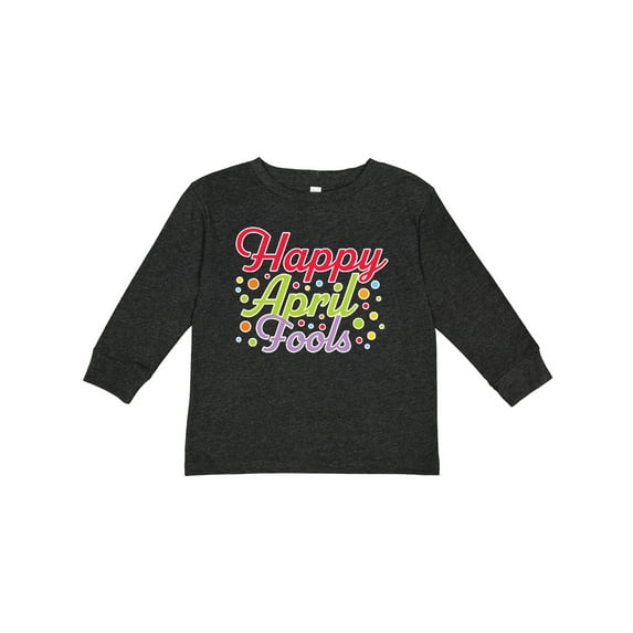 Inktastic Happy April Fools with Colorful Dots Boys or Girls Long Sleeve Toddler T-Shirt