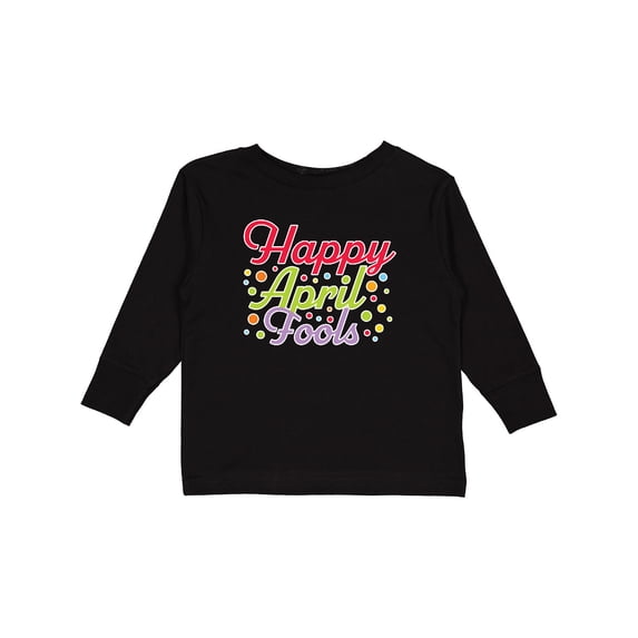 Inktastic Happy April Fools with Colorful Dots Boys or Girls Long Sleeve Toddler T-Shirt