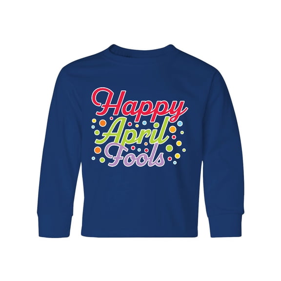 Inktastic Happy April Fools with Colorful Dots Long Sleeve Youth T-Shirt