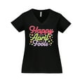thumbnail image 1 of Inktastic Happy April Fools with Colorful Dots Women's Plus Size V-Neck T-Shirt, 1 of 5