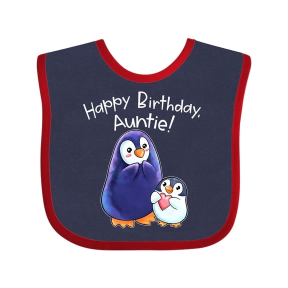 Inktastic Happy Birthday, Auntie- Cute Penguins Boys or Girls Baby Bib