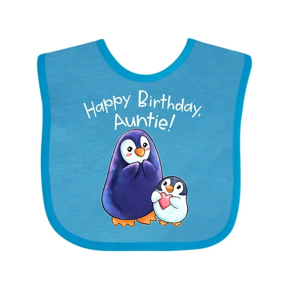 Inktastic Happy Birthday, Auntie- Cute Penguins Boys or Girls Baby Bib