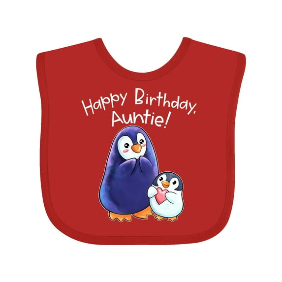 Inktastic Happy Birthday, Auntie- Cute Penguins Boys or Girls Baby Bib
