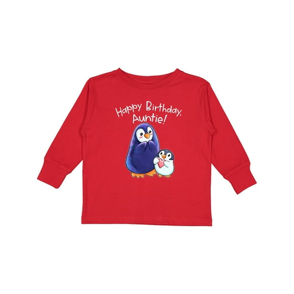 Inktastic Happy Birthday, Auntie- Cute Penguins Boys or Girls Long Sleeve Toddler T-Shirt