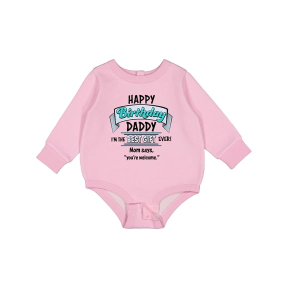 Inktastic Happy Birthday, Daddy Best Ever in Blue Baby Fleece Bodysuit