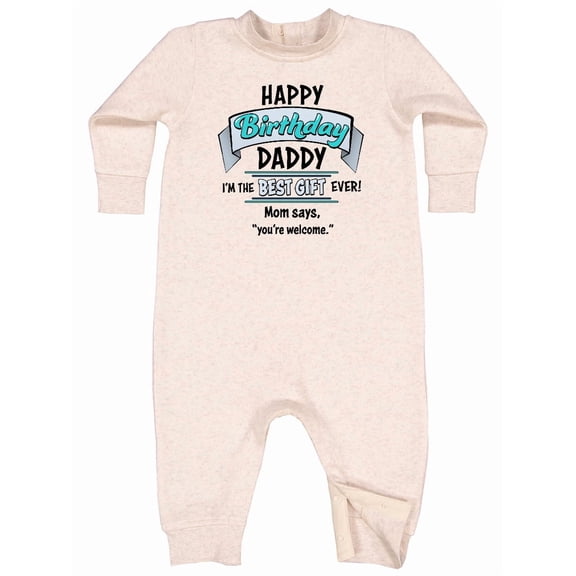 Inktastic Happy Birthday, Daddy Best Ever in Blue Baby Fleece Romper