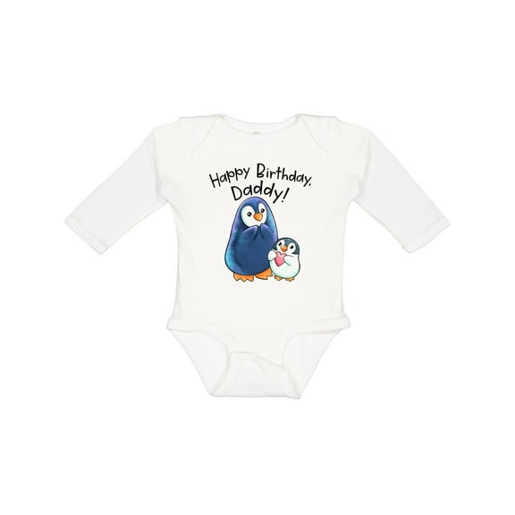 Inktastic Happy Birthday, Daddy Cute Penguins Boys or Girls Long Sleeve Baby Bodysuit