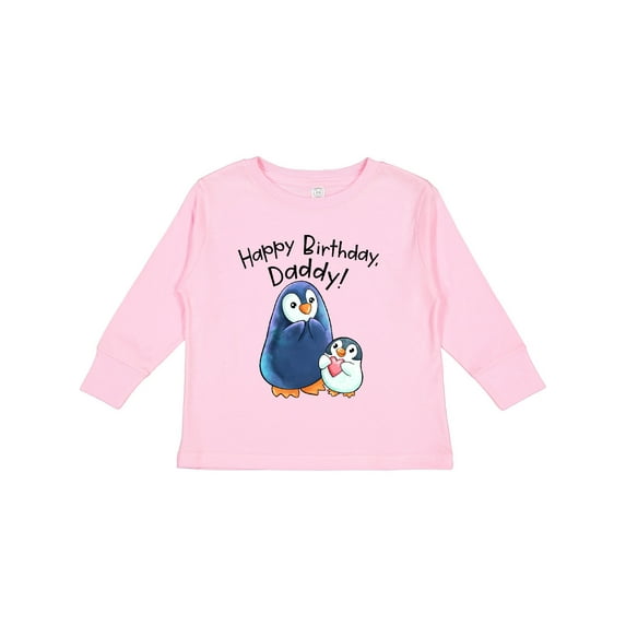 Inktastic Happy Birthday, Daddy- Cute Penguins Boys or Girls Long Sleeve Toddler T-Shirt
